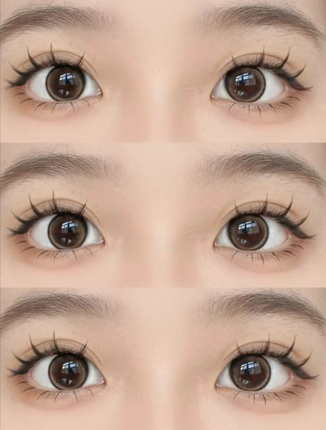 Douyin Makeup Doe Eye, Korean Eyelash, Korean Lashes, Doe Eyes Make Up, Manga Eyelashes, Doe Eyes Makeup, Manga Lashes, Doe Eye Makeup, Korean Eye Makeup