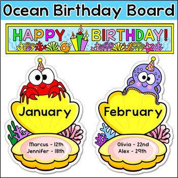 Under The Sea Birthday Wall Classroom, Under The Sea Classroom, Title Banner, Ocean Decorations, Birthday Chart Classroom, Ocean Theme Decorations, Ocean Classroom, Bee Themed Classroom, Ocean Theme Birthday