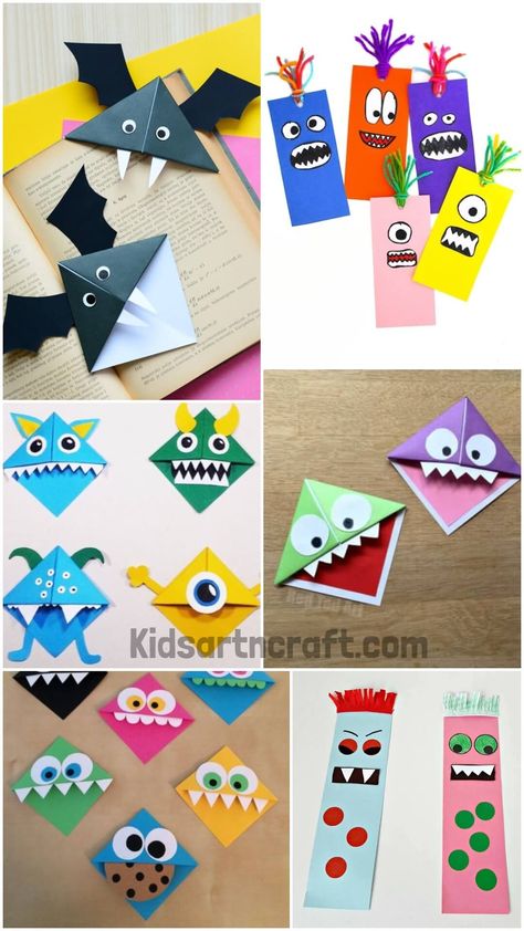 DIY Monster Bookmarks for Kids Diy Kids Bookmarks, Kids Bookmarks Diy, Bookmark Crafts For Kids, Bookmarks Diy Kids, Make Your Own Monster, Plan Lector, Fun Bookmarks, Monster Bookmark, Class Mom