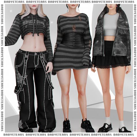 Sims 4 Cc Diesel, Sims 4 Tomboy, Sims 4 Cc Alternative Clothes, Sims 4 Cc Goth, Sims Aesthetic, Ts4 Clothes, Sims Love, Doll Sweater, Cc Sims4