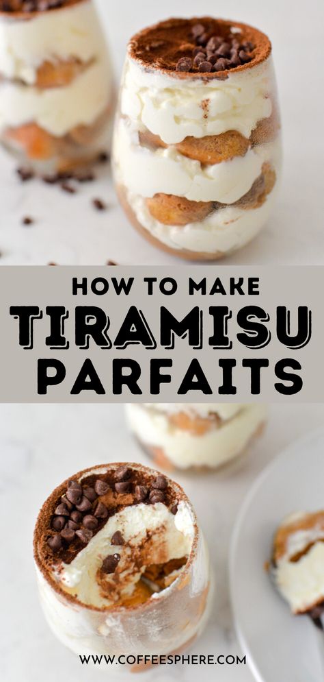 Tiramisu Individual Mini Desserts, Parfaits Recipes, Individual Trifle, Individual Trifles, Mini Desserts Shooters Recipes, Tiramisu Parfait, Mini Parfaits, Fruit Parfait Recipes, Easy Parfait