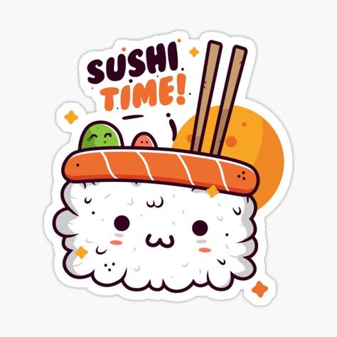 kawaiistudio Shop | Redbubble Sushi Drawing, Housewarming Card, Happy Birthday Art, Sushi Art, Fruits Images, Cute Cartoon Drawings, Blind Bags, Japanese Tattoo, Cat Stickers