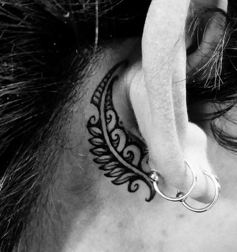 Polynesian Ear Tattoo, Ear Neck Tattoo, Kiwi Tattoo, Tattoo Behind Ear, Ear Tattoos, The Ear, Tattoo Stencils, Neck Tattoo, Ear Tattoo