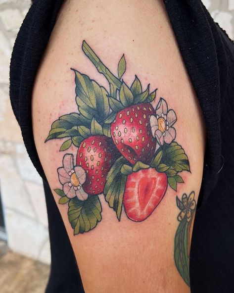 Strawberry Fields Forever Tattoo, Strawberry Tattoo Ideas, Strawberry Tattoos, Taekwondo Wallpaper, Strawberry Tattoo, Forever Tattoo, Tattoos Pictures, Tattoos Inspo, Strawberry Plant