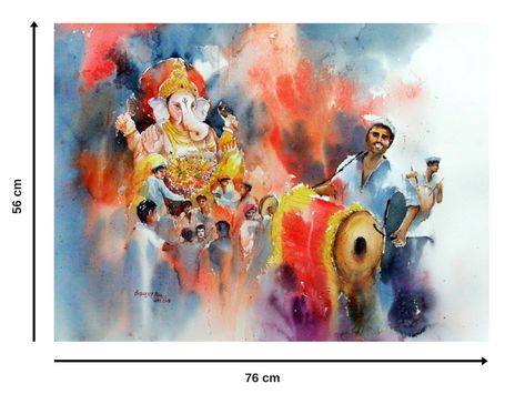 Ganesh Chaturthi Watercolor Painting, Ganesh Chaturthi Memory Drawing, Ganpati Festival Memory Drawing, Holi Painting Watercolor, Ganesh Chaturthi Painting, Holi Painting, Ganpati Painting, Pencil Colour Painting, Ganesh Painting