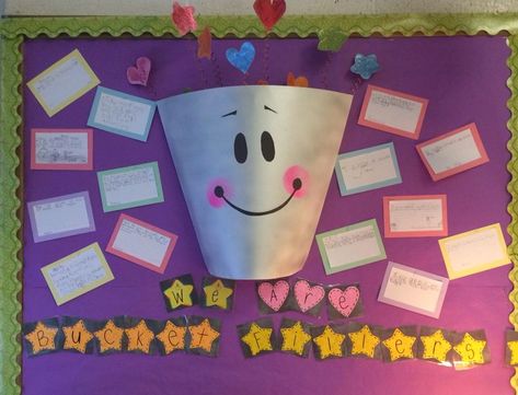 We are Bucket Fillers! Students read "Have you Filled a Bucket Today?" and write how they will fill someone's bucket or a time someone has filled their bucket. Bucket Filler Bulletin Board, Bucket Filling Activities, Bucket Filling Classroom, Bucket Filler Activities, Bucket Fillers, Fill Your Bucket, Preschool Room, Bucket Filler, Bucket Filling