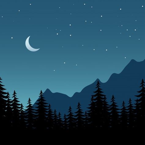 Ilustración de noche de vector de bosque... | Premium Vector #Freepik #vector #fondo #arbol #estrella #naturaleza Night Sky Drawing, Oxenfree, Monochromatic Art, Minimalist Cards, Moon Pictures, Illustration Cartoon, Watch Wallpaper, Creative Background, Puzzle Art