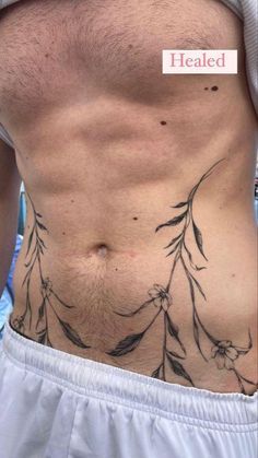 Mens Abdomen Tattoos, Abdomen Tattoo Men, Male Tramp Stamp, Trans Scar Tattoo, Abdomen Tattoo, Ab Tattoo, Waist Tattoos, Belly Tattoos, M Tattoos