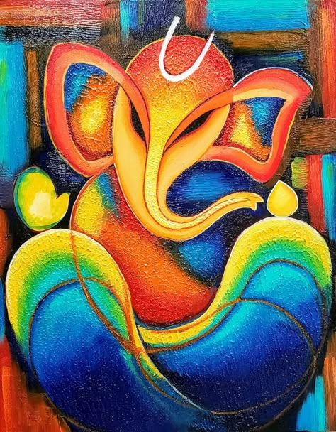 Abstract Painting Ganesha, Ganpati Abstract Painting, Abstract Ganesha Painting Modern, Lord Ganesha Paintings Canvases, Abstract Ganesha Painting Acrylics, Ganesh Canvas Painting Easy, Canvas Indian Art, Ganpati Canvas Painting, Abstract Ganesha Painting