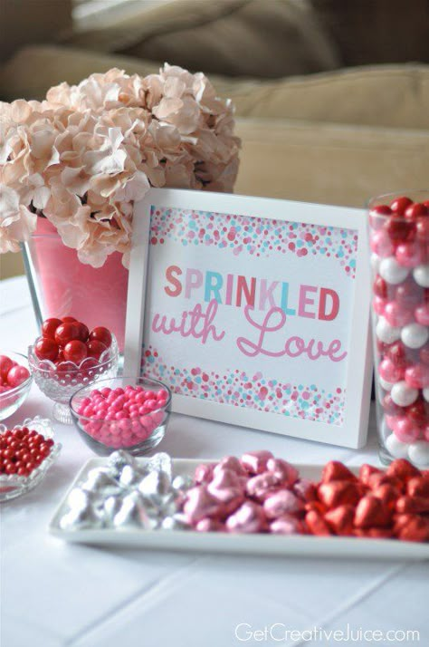 18+ Original Ideas For Sprinkle Baby Shower | momooze Sprinkle Baby Shower Girl, February Baby Showers, Baby Boy Sprinkle, Sprinkled With Love, Valentines Birthday Party, February Baby, Valentines Baby Shower, Sprinkle Shower