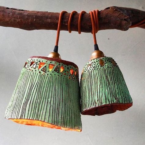 This Ivy House on Tumblr Ceramic Pendant Lights, Only Love Is Real, Ceramic Bells, Pottery Lighting, Diy Luminaire, Pots Ceramic, Sunshine Coast Australia, Ceramic Pendant Light, Ceramic Lantern