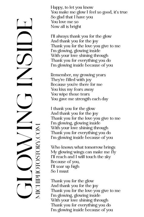 Glowing Inside Lyrics Glowing Wings, All Is Bright, Time Will Tell, Touch The Sky, Kids Singing, Teary Eyes, Give Me Strength, Kiss My, You Love Me