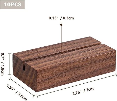 Aboofx 10 Pack Walnut Wood Table Number Holders, 2.75 x 1.38 x 0.7 inch Place Card Holder Rustic Acrylic Sign Holders Wood Stands Picture Holder for Wedding Dinner Home Party Events Decoration Wood Table Number Holder, Dinner Home, Wood Table Numbers, Table Number Holders, Place Card Holder, Restaurant Table, Condiment Holder, Picture Holders, Acrylic Decor