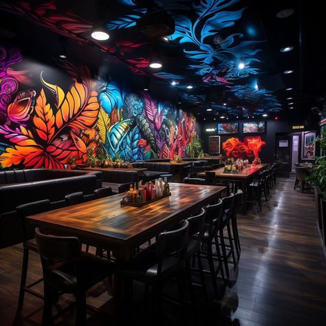 Theme Restaurant Design Interiors, Funky Restaurant, Home Lounge Room, Home Lounge Room Bar, Cafe Bar Interior, Bar Lounge Room, Bar Nook, Whiskey Lounge, Bourbon Room