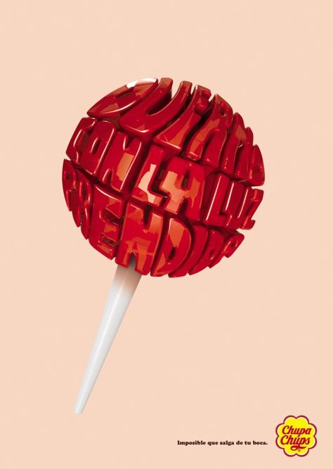 Impossible to get it out of your mouth – Fubiz™ Typography Ads, Food Typography, 3d Lettering, Publicidad Creativa, 3d Typography, Typography Poster Design, Food Ads, Print Advertising, Typographic Design