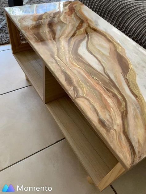 Resin Table Top Ideas, Gold Resin Art, Art Coffee Table, Resin Art Canvas, Resin And Wood Diy, Resin Coffee Table, Epoxy Wood Table, Wood Resin Table, Resin Table Top