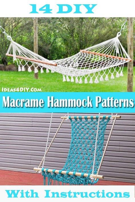 Try making some cool DIY Macrame Hammock Patterns with Instructions! #Macrame #MacrameHammock #MacramePatterns Macrame Hammock Chair Pattern, Diy Macrame Hammock, Macrame Hammock Pattern, Hammock Pattern, Hammock Diy, Diy Hammock Chair, Crochet Hammock, Macrame Hammock Chair, Macrame Hanging Chair