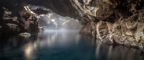 black and gray floral textile #ultra-wide #2K #wallpaper #hdwallpaper #desktop Cave Photography, Cave Pool, Underwater Caves, Natural Cave, Bg Design, Thermal Spring, Iceland Travel, Beautiful Nature Wallpaper, Landscaping With Rocks