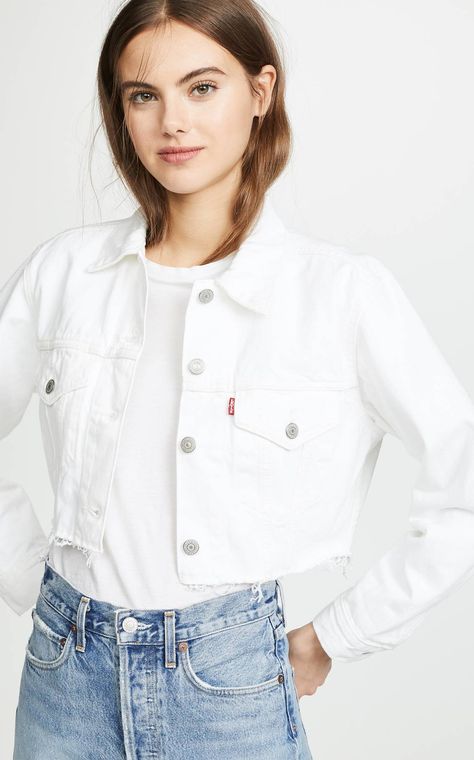 White Jean Jacket, Bridal Jacket, White Denim Jacket, Loose Fit Jeans, Blue Denim Jacket, Next Clothes, Black Denim Jacket, White Jacket, Trucker Jacket