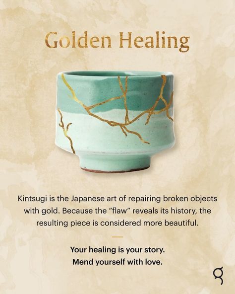 Glo on Instagram: “Much more than a method of repair, Kintsugi is the art of embracing wounds and imperfections; of recognizing that in the process of healing…” Kintsugi Quote, Kintsugi Philosophy, Kintsugi Art, Vie Motivation, Simple Acrylic Paintings, Art Japonais, Sumi E, Art Therapy, Wabi Sabi