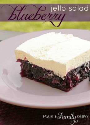 This blueberry jello salad recipe is a fun variation from the original Jell-O salad. My kids beg for this! #jellosalad #blueberrysalad Blueberry Jello, Blueberry Jello Salad, Cheesecake Mixture, Cheesecake Fruit, Jello Cheesecake, Congealed Salad, Cheesecake Salad, Jello Salads, Blueberry Salad