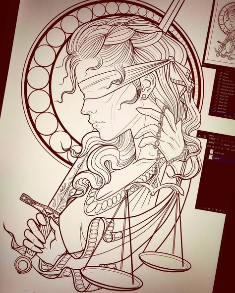 Justice Tattoo, Libra Art, Libra Tattoo, Greek Mythology Tattoos, Lady Justice, Mythology Tattoos, Greek Tattoos, Tattoo Art Drawings, Tattoo Design Drawings