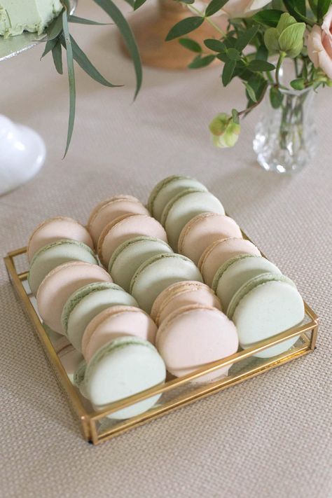 Macaroons For Wedding, Sage Green Baby Shower, Green Desserts, Green Baby Shower, Wedding Dessert Table, Sage Green Wedding, Wedding Dessert, Baby Shower Inspiration, 18th Birthday Party