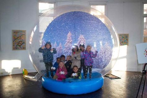 Check out this Giant Inflatable Snow Globe! Get in, dance in the snow, and take some photos! Perfect for indoor or outdoor parties. Other backgrounds available for all occasions! Snow Globe Photo Backdrop, Snowglobe Photo Booth, Festival Essentials, Giant Inflatable, Custom Backdrop, Outdoor Parties, Holiday Items, Photo Op, Snow Globe