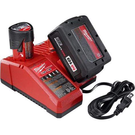 M12 and M18 Multi-Voltage Charger at Grizzly.com in 2022 | Charger, Battery charger, Charge battery Angle Drill, Milwaukee M12, Milwaukee M18, Cordless Power Tools, Milwaukee Tools, Cordless Tools, 60 Minutes, Lithium Ion Batteries, Battery Pack