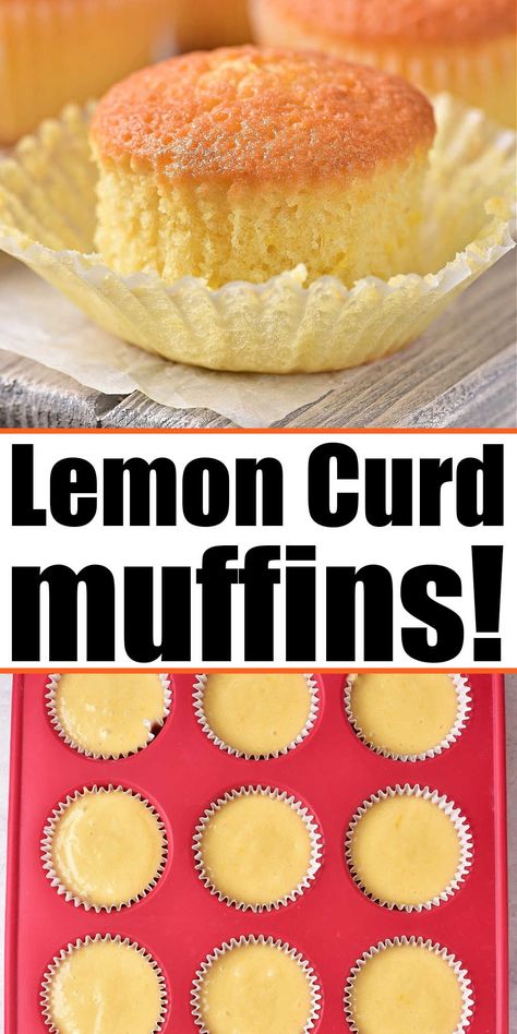 Lemon curd muffins are moist and tender baked in oven. Sweet breakfast or add frosting to make into lemon curd cupcakes for dessert too. 🍋 Lemon Curd Bread Recipe, Recipes With Lemon Curd Desserts, Lemon Muffins With Lemon Curd, Recipes To Use Lemon Curd, Lemon Curd Cupcakes Recipe, Lemon Curd Muffins Recipes, Uses For Lemon Curd, Lemon Curd Breakfast Ideas, Lemon Curd Ideas