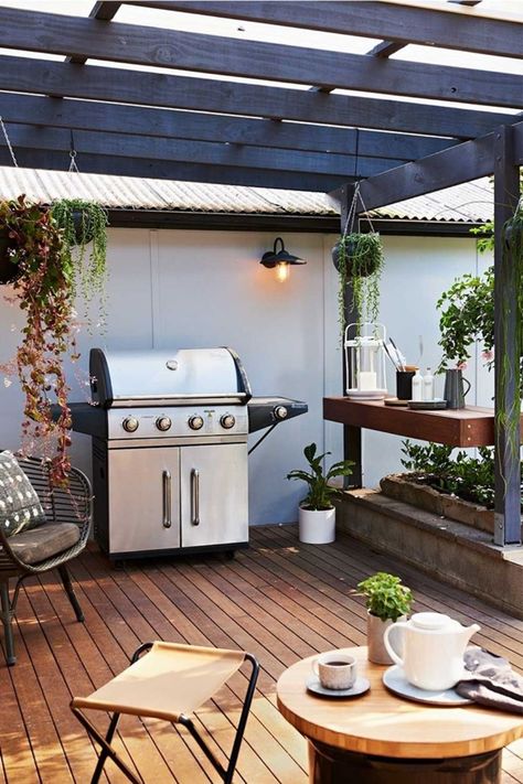 Yard Remodel, Deck Makeover, Barbecue Area, Urban Decor, Home Design Inspiration, Outdoor Entertaining Spaces, Outdoor Cafe, House Deck, Cafe Style