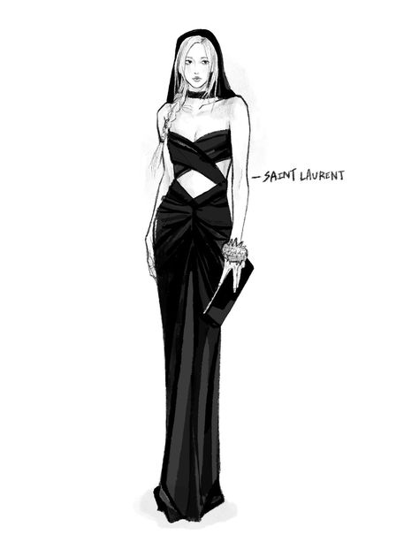 Blackpink Dress Drawing, Aesthetic Fashion Sketches, Ysl Drawing, Simple Fashion Illustration, Sketch Outfits, Sorrento Italia, Fashion Illustration Tutorial, Fashion Design Drawing, Fashion Figure Drawing