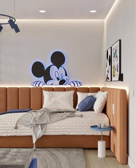 Apartment Aesthetic Bedroom, Bedroom Area Rugs, Mickey Mouse Bedroom, Mickey Mouse Wall, Luxury Kids Bedroom, Disney Room Decor, Aesthetic Bedroom Ideas, Kids Bedroom Designs, Best Bedroom