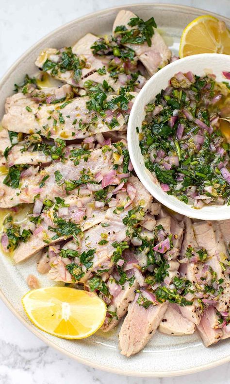 Air Fryer Tuna Steaks Air Fryer Tuna, Lemon Caper Sauce, Caper Sauce, Pasta Side Dishes, Red Onion Relish, Sesame Sauce, Tuna Steaks, Onion Relish, Best Instant Pot Recipe