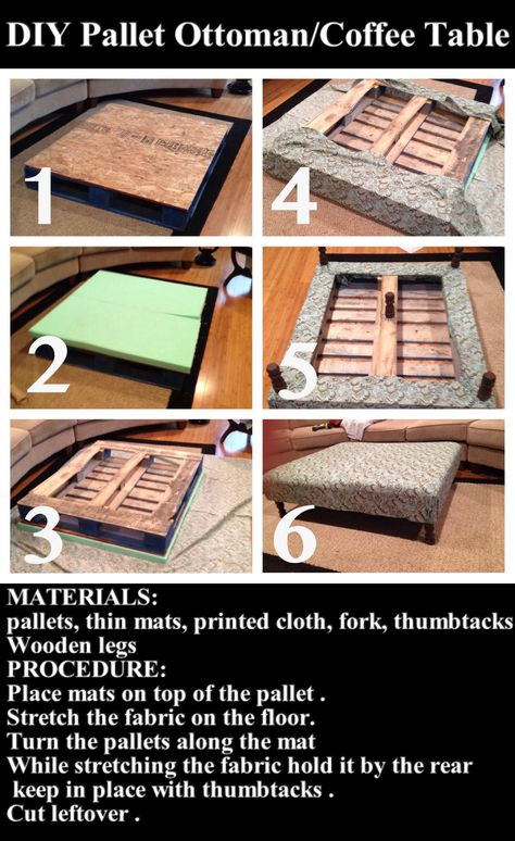 DIY Pallet Ottoman/Coffee Table Pictures, Photos, and Images for Facebook, Tumblr, Pinterest, and Twitter Pallet Ottoman, Coffee Table Pictures, Diy Ottoman, Ottoman Coffee, Pallet Crafts, Diy Coffee Table, Wood Pallet Projects, Ottoman Coffee Table, Diy Pallet Projects