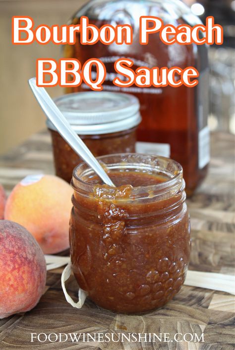 Fresh Peach Bbq Sauce Recipe, Peach Bourbon Bbq Sauce, Peach Bbq Sauce Recipe, Honey Barbeque Sauce, Homemade Bourbon, Beef Rub, Bourbon Bbq Sauce, Peach Bbq, Peach Bourbon