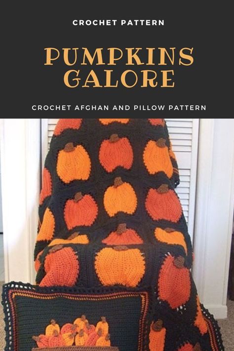 Autumn Crochet Patterns Pumpkins Galore Crochet Afghan and Pillow Pattern great Halloween and Fall Autumn Afghan patterns and pillows #crochet #crafts #halloween #fall #autumn #crocheting Fall Afghan Crochet, Autumn Crochet Patterns, Fall Afghan, Fall Crochet Patterns Free, Crochet Blanket Colors, Fall Craft Fairs, Pillow Crochet Pattern, Autumn Crochet, Crochet Pumpkins