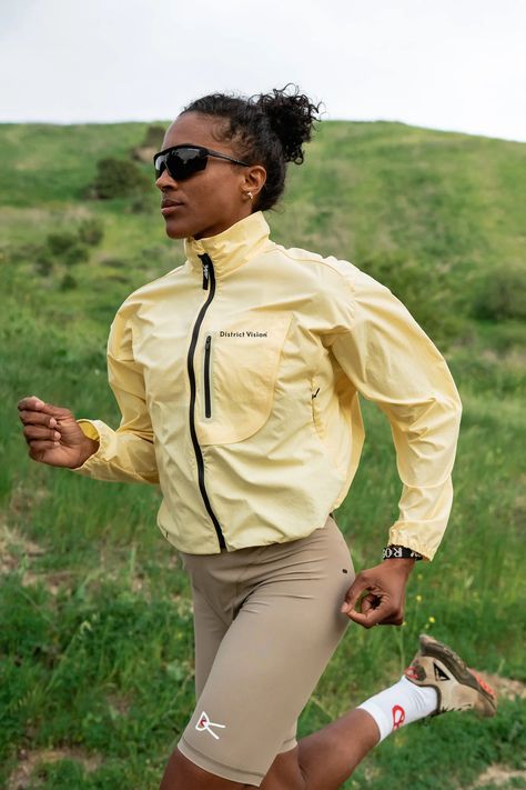 Kendra Jacket, Ghee — District Vision Cute Running Outfit, Sport Editorial, Sports Fashion Editorial, District Vision, Fall Sports, Health Trends, Wind Jacket, Outdoor Jacket, Running Jacket