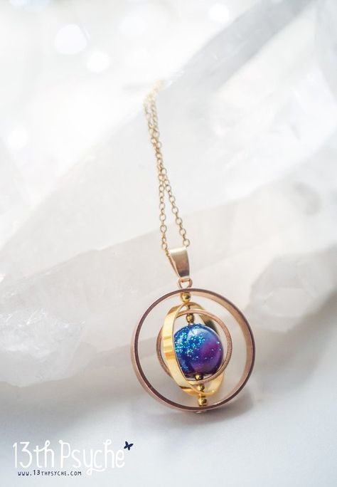 Astronomy Jewelry, Spinning Necklace, Space Necklace, Saturn Necklace, Galaxy Jewelry, Galaxy Necklace, Science Jewelry, Planet Necklace, Astronomy Gift