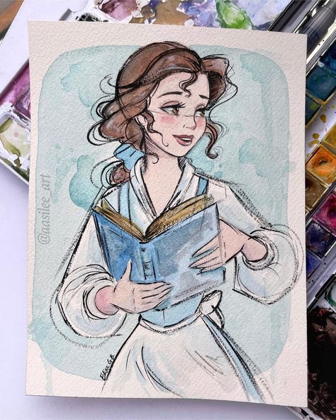 *sold* Had to paint this beauty again, it had been a long time 📖 🌹. ✨Listed on my Etsy, link in bio or story✨ #belle #beautyandthebeast… | Instagram Disney Princess Paintings, Disney Princess Sketches, Princess Sketches, Princess Painting, Disney Doodles, Disney Drawings Sketches, Disney Princess Artwork, Disney Paintings, Disney Art Drawings