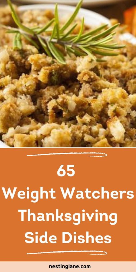 Graphic for Pinterest of 65 Weight Watchers Thanksgiving Side Dishes. Ww Side Dishes, Weight Watchers Side Dishes, Weight Watchers Zucchini, Weight Watchers Sides, Stuffing Gravy, Easy Vegetarian Sides, Planning Thanksgiving, Vegetarian Side Dish Recipes, Weight Watchers Food Points