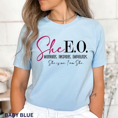 Female Entrepreneur Shirts SHE EO Women Empowerment Boss Lady T Shirt Small Business Owner Gift Her Feminist TShirt Hustle Motivational Tees This Shirt is everything you've dreamed of and more. It feels soft and lightweight, with the right amount of stretch. It's comfortable and flattering for both men and women. Do you want this design on a SHIRT? Link: https://rb.gy/scu7nc Do you want this design on a HOODIE? Link: https://rb.gy/g3dec3 ➡️BELLA + CANVAS 3001 ➡️ Sizes: Available up to 3XL. SEE SIZE CHART in the photo section of this listing. ➡️ Printed And Shipped From Canada / USA ➡️ Printing Method: DTG ➡️ Care: Machine Wash Cold GENERAL POLICIES *️⃣ NO cancellations, returns, exchanges or refunds. I will replace your item if it is damaged or defective. *️⃣ Please contact me if you have Women Empowerment Tshirt, She Eo, Business Owner Gifts, Feminist Tshirt, Mom Entrepreneur, Trendy Shirt Designs, Woman Business Owner, Trendy Shirts, Small Business Owner