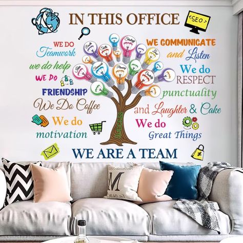 PRICES MAY VARY. Inspirational Quote: the office positive words on the stickers are warm, powerful and energetic, which can help you go through difficult times and motivate you, suitable for office, classroom, living room bedroom. Package Included: you will get a set of office wall decals, printed with inspirational quote IN THIS OFFICE…and colorful line with positive words. A large number of quantity and rich styles can meet your different decoration needs. Easy to Use: the inspirational office Positive Wall Decor, Positive Wall, Quotes Stickers, Inspirational Wall Decals, Motivational Wall, Living Room Diy, Office Bedroom, Office Wall Decor, Office Wall