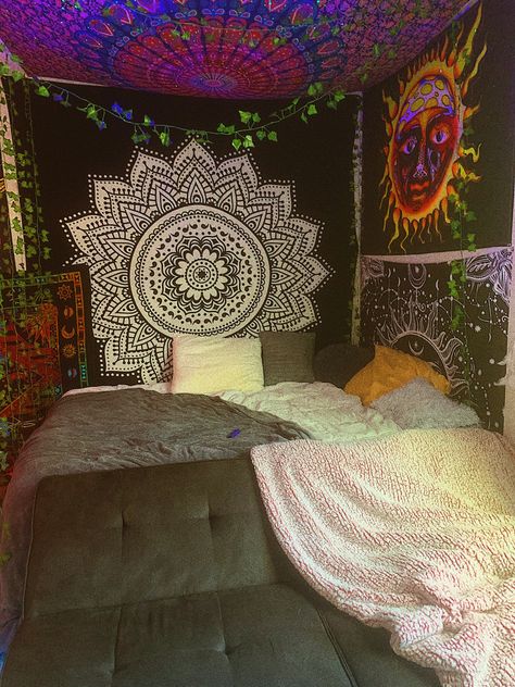 Indie, tapestry, tapestries, vines, hippie, boho How To Hang Tapestry, Tapestry On Ceiling, Butterfly Witch, Indie Tapestry, Ceiling Tapestry, Gothic Moth, Hippy Bedroom, Hippie Bedroom Decor, Tapestry Room