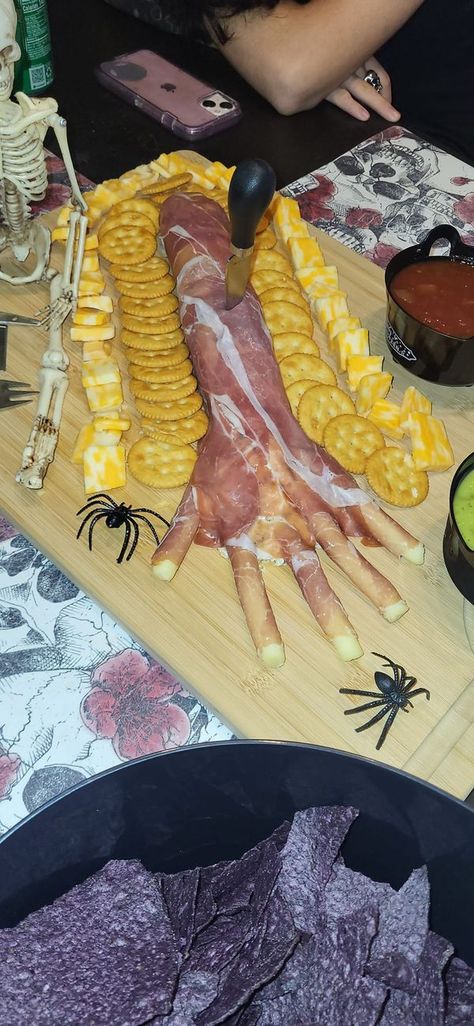 Charcuterie Boards, Grazing Trays, Snack Platters, Meat, Cheese, and Beyond | My first try at a Halloween board | Facebook Mystery Party Food, Snack Platters, Theme Snack, 22nd Birthday Cakes, Meat And Cheese Tray, Halloween Charcuterie, Clue Party, Mystery Dinner Party, Halloween Board