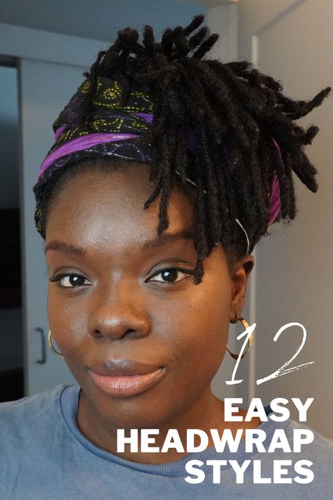 In this video, I show you how to style your short or medium locs using a head wrap. These hairstyles are quick and easy and work well for #starterlocs. Headwraps are great accessories for days when you want to try a different look. Headwrap On Short Locs, Wrap A Loc Styles, Headbands For Locs, Locs Hairstyles With Accessories, Locs In Headwraps, Hair Wraps For Locs, Short Locs Headwrap Styles, Short Locs With Head Wraps, Headwraps With Short Locs