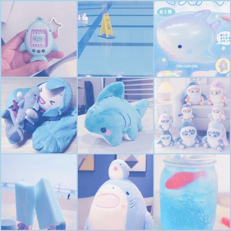 Cute Mood Boards Aesthetic, Pictures For Mood Boards, Ocean Aesthetic Moodboard, Random Items Photography, Shark Color Palette, Character Mood Boards Story Inspiration, Blue Calm Aesthetic, Oc Mood Board, Aesthetic Core Types