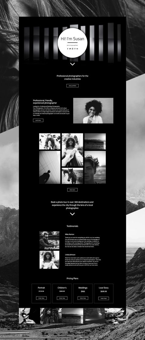 Nicepage is a free mobile-friendly website builder. Choose from 1000+ trendy web templates. Customize to get the exact web design you like with no coding. Nicepage supports Windows, Mac OS, Online, Joomla, WordPress and HTML. Webpage Design Layout Templates, Monochrome Website Design, Black And White Website Design, Grid Layout Website, Webpage Design Layout, Cv Website, Website Moodboard, Black Website, Furniture Portfolio