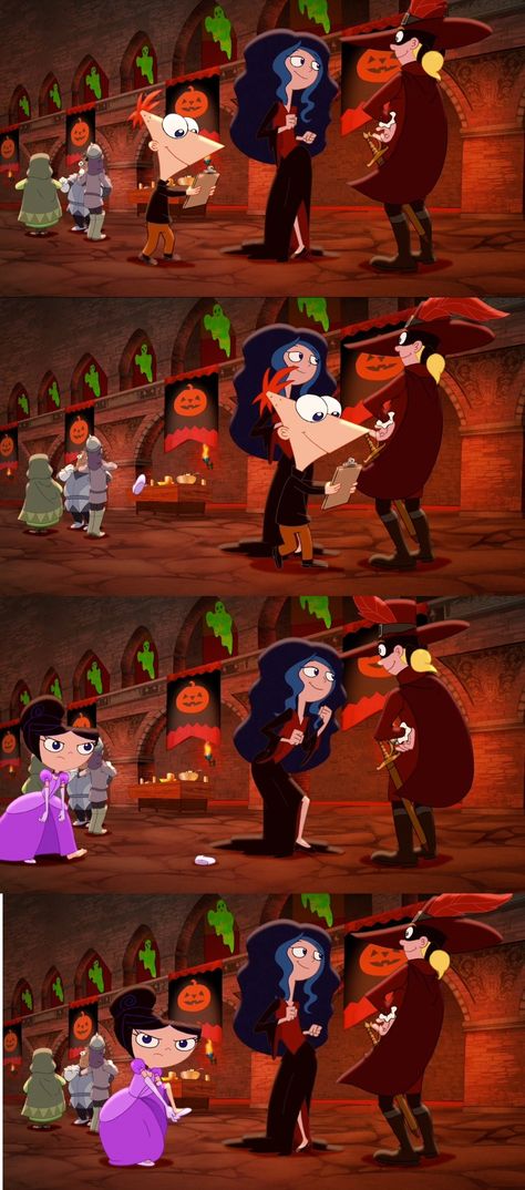 Isabella tries to get Phineas' attention by "dropping" her glass slipper. Isabella X Phineas, Phineas X Isabela, Phineas And Isabella Fanart, Isabella And Phineas, Phineas And Ferb Fanart, Phineas And Isabella, Milo Murphy, Old Disney Channel Shows, Phineas E Ferb