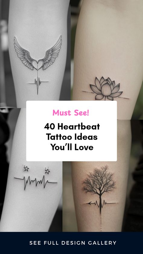 Explore 4 stunning heartbeat tattoo designs capturing passion and individuality. Discover meaningful symbols and styles that can make your tattoo truly unique and personal. Heartbeat Tattoo With Birthdate, Open Heart Surgery Tattoo Ideas, Ems Tattoos Female, Heart Beat Tattoo With Name, Ekg Tattoo Ideas, Heartbeat Tattoo Memorial, Heartbeat Tattoo Ideas, Lost Love Tattoo, Tattoo Heartbeat